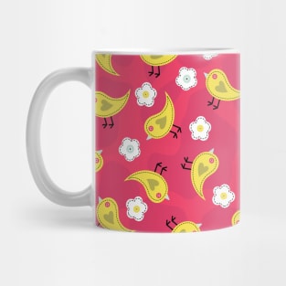 Cute Tweety Patchwork Birds Mug